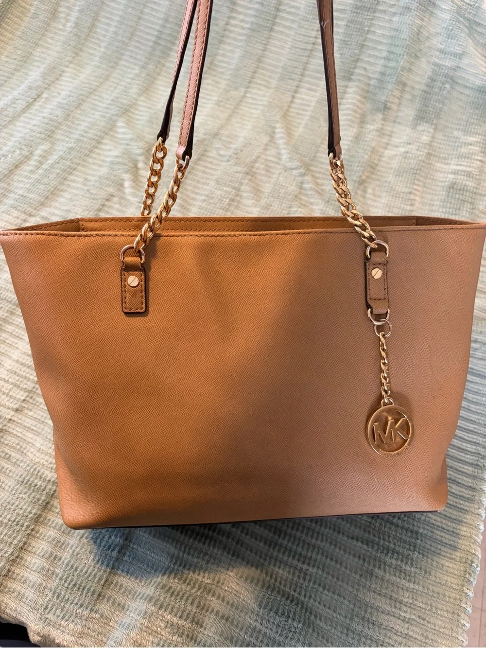 Michael Kors Tan Leather Chain-Accent Tote